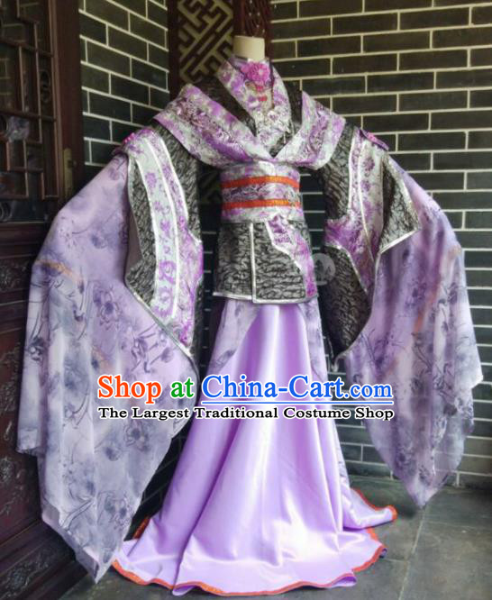 Custom Chinese Ancient Imperial Consort Clothing Cosplay Queen Garment Costumes Puppet Show Empress Purple Dress Outfits