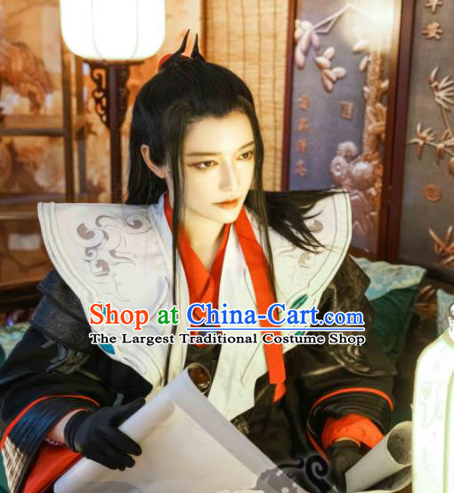 China Cosplay Swordsman Black Apparels Ancient Royal Prince Clothing Traditional JX Online Li Mi Garment Costumes