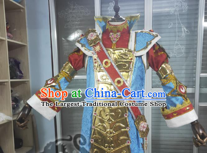 Professional Halloween Performance Blue Fashion Cartoon Role Demon King Garment Costumes Cosplay Count Clothing and Hat