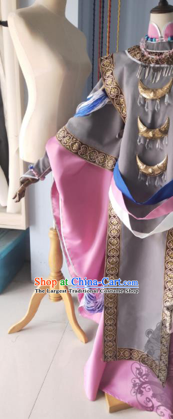 Custom Chinese Cosplay Palace Beauty Garment Costumes Traditional Puppet Show Fei Lu Pink Dress Outfits Ancient Swordswoman Clothing