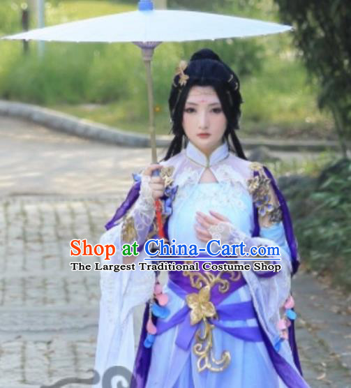 Custom Chinese Cosplay Imperial Consort Garment Costumes Traditional Ni Shui Han Li Shishi Lilac Dress Outfits Ancient Palace Beauty Clothing