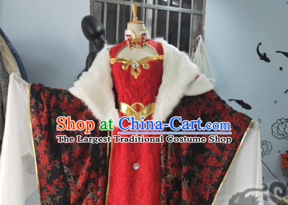 Custom Chinese Traditional Puppet Show Queen Red Dress Outfits Ancient Demon Empress Clothing Cosplay Monarchess Garment Costumes