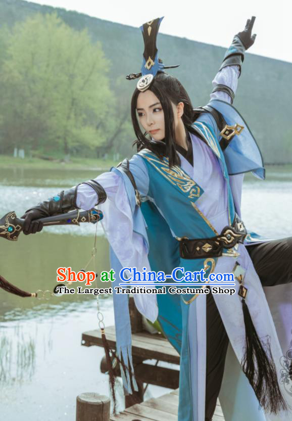 China Cosplay Swordsman Apparels Ancient Young Hero Clothing Traditional JX Online Knight Garment Costumes