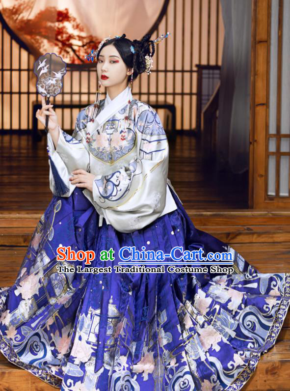 China Ming Dynasty Palace Hanfu Dress Apparels Traditional Court Woman Historical Clothing Ancient Imperial Consort Garment Costumes