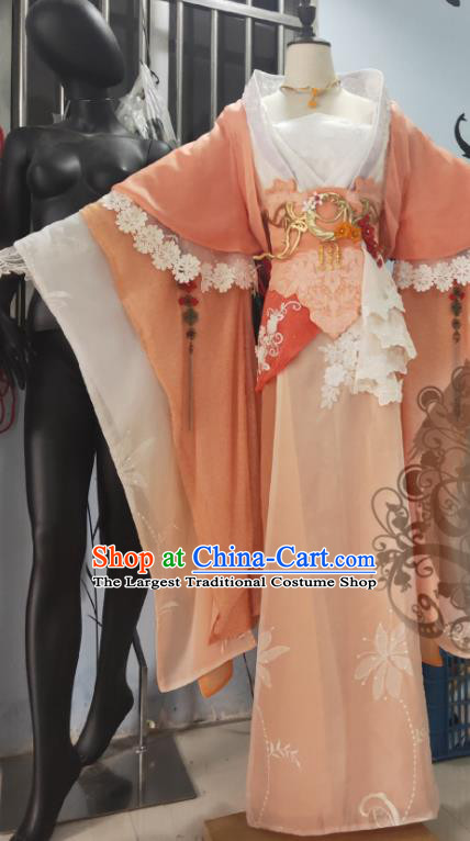 Custom Chinese Cosplay Imperial Consort Garment Costumes Traditional Ni Shui Han Fu Wanqing Pink Dress Outfits Ancient Queen Clothing