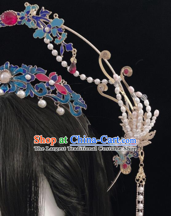 Handmade China Queen Phoenix Chaplet Headdress Cosplay Goddess Royal Crown Halloween Performance Hair Accessories