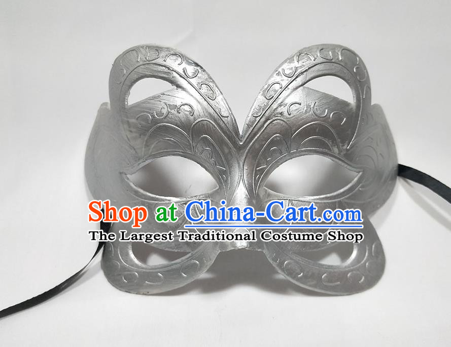 Handmade Halloween Male Headdress Cosplay Warrior Argent Mask Masque Face Accessories Stage Show Decorations