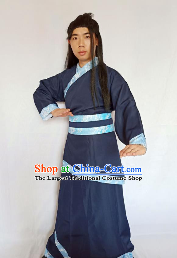 Top China Cosplay Swordsman Clothing Remote Age Hou Yi Garment Costumes Ancient Hero Navy Robe Apparels
