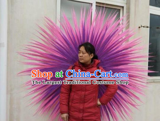 Top Cosplay Angel Deluxe Props Stage Show Purple Feather Wings Brazilian Parade Accessories Halloween Catwalks Back Decorations