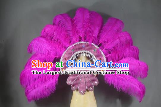 Top Brazilian Parade Accessories Halloween Cosplay Deluxe Back Decorations Miami Angel Catwalks Props Stage Show Purple Ostrich Feather Wings