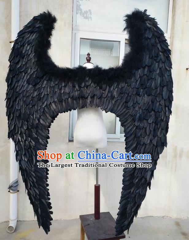 Top Stage Show Black Feather Giant Wings Brazilian Parade Back Accessories Cosplay Demon Angel Decorations Miami Catwalks Props