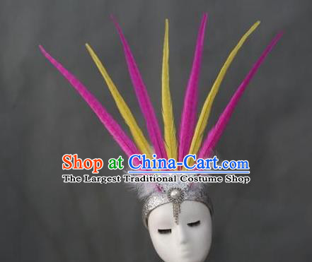 Handmade Catwalks Giant Headpiece Stage Performance Hair Crown Samba Dance Hair Accessories Rio Carnival Feather Hat