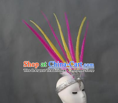 Handmade Catwalks Giant Headpiece Stage Performance Hair Crown Samba Dance Hair Accessories Rio Carnival Feather Hat