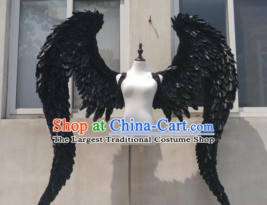 Top Miami Catwalks Angel Props Stage Show Black Feather Giant Wings Brazilian Parade Back Accessories Cosplay Devil Decorations