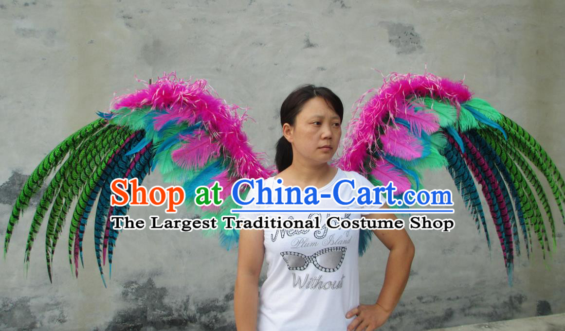 Top Miami Catwalks Angel Props Stage Show Colorful Feather Wings Opening Dance Back Accessories Brazil Parade Decorations