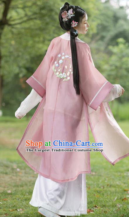 China Traditional Noble Lady Pink Hanfu Dress Uniforms Ancient Young Beauty Garment Costumes Song Dynasty Princess Historical Clothing
