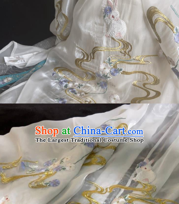 China Tang Dynasty Imperial Concubine Historical Clothing Traditional Court Woman White Hanfu Dress Apparels Ancient Palace Beauty Garment Costumes