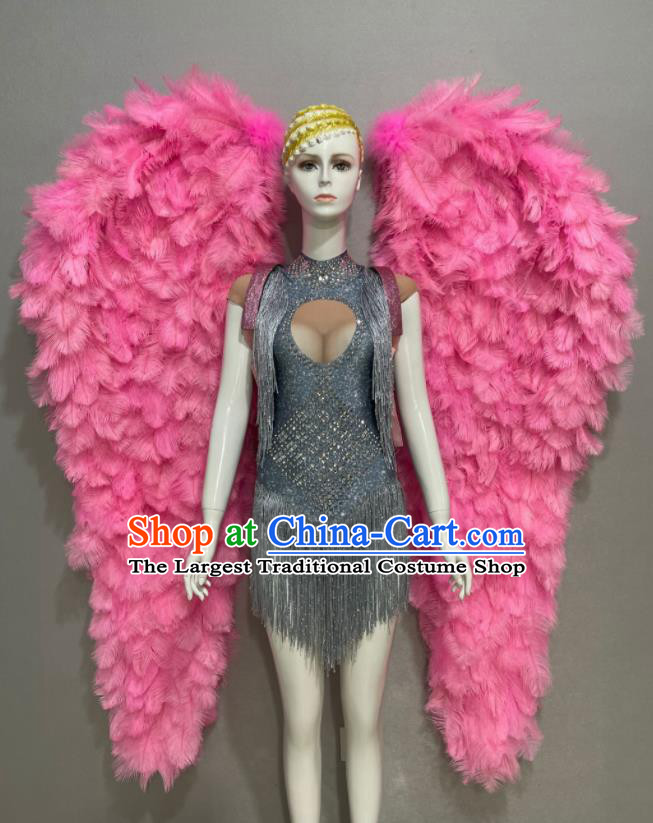 Top Samba Dance Pink Feather Wing Props Stage Show Giant Angel Wings Miami Catwalks Accessories Brazil Parade Back Decorations