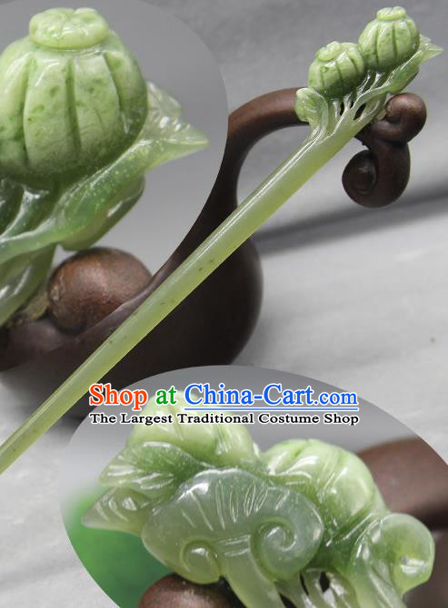 China Ancient Princess Hair Stick Handmade Jade Carving Peach Hairpin Classical Hair Accessories Traditional Cheongsam Headpiece