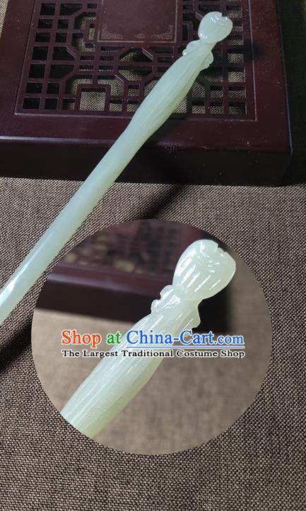 China Classical Headpiece Handmade Jade Carving Hairpin Traditional Hair Accessories Ancient Court Lady Hair Stick