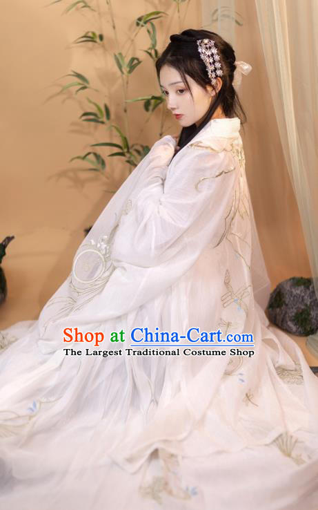 China Ancient Palace Princess Clothing Tang Dynasty Garment Costumes Traditional Court Empress White Hanfu Dress Apparels