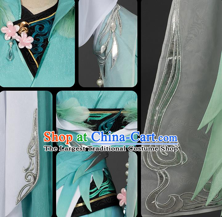 Chinese Ancient Swordswoman Costumes Traditional Cosplay Female Knight Green Hanfu Dress