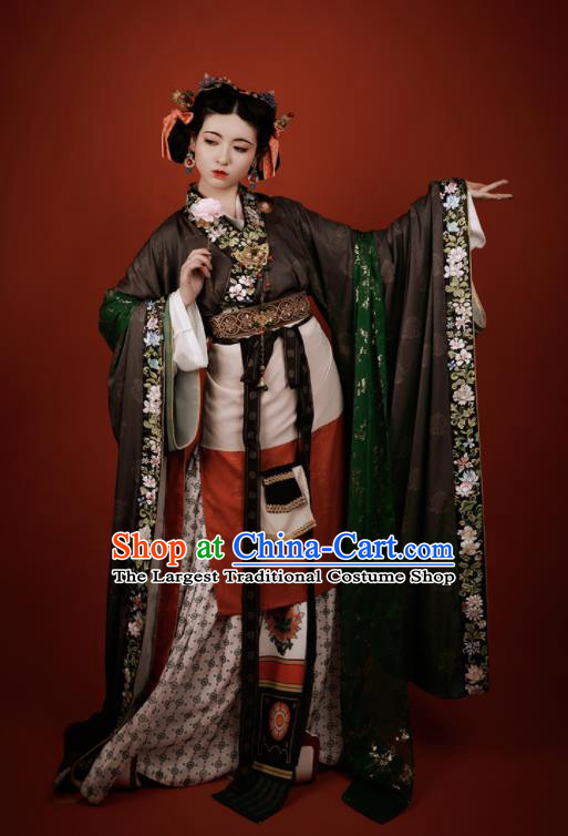 China Southern and Northern Dynasties Palace Lady Garment Costumes Traditional Dunhuang Murals Historical Clothing Ancient Royal Princess Hanfu Dress Apparels