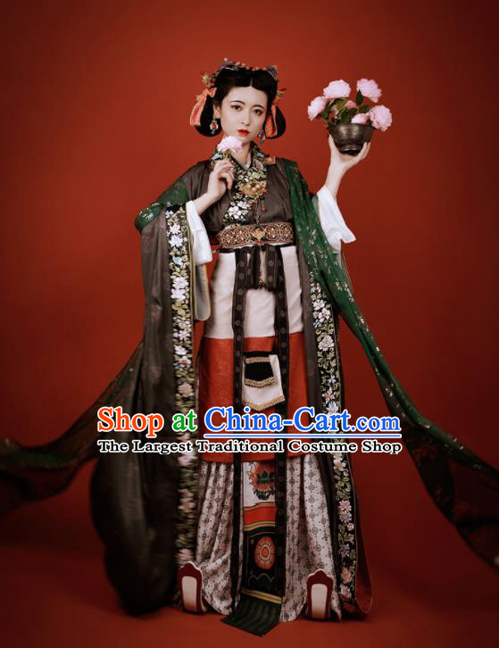 China Southern and Northern Dynasties Palace Lady Garment Costumes Traditional Dunhuang Murals Historical Clothing Ancient Royal Princess Hanfu Dress Apparels