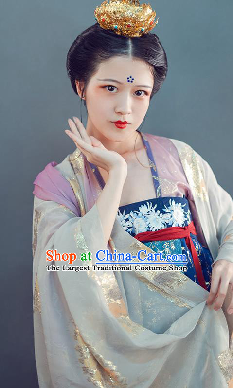 China Tang Dynasty Court Beauty Hanfu Garments Traditional Historical Costumes Ancient Imperial Consort Dress Clothing Full Set