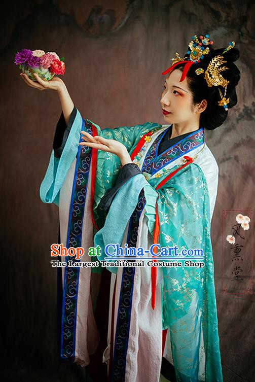 China Ancient Imperial Consort Garment Clothing Song Dynasty Court Beauty Hanfu Dress Traditional Dunhuang Murals Historical Costumes Complete Set