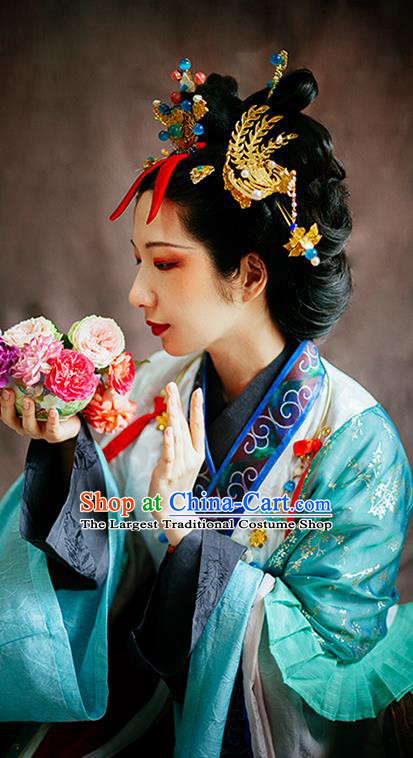 China Ancient Imperial Consort Garment Clothing Song Dynasty Court Beauty Hanfu Dress Traditional Dunhuang Murals Historical Costumes Complete Set