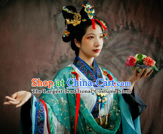 China Ancient Imperial Consort Garment Clothing Song Dynasty Court Beauty Hanfu Dress Traditional Dunhuang Murals Historical Costumes Complete Set