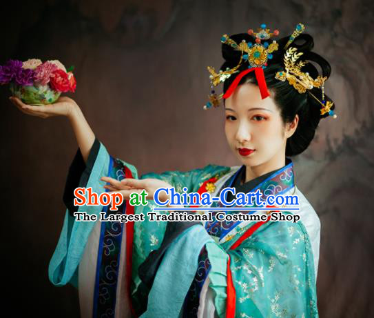 China Ancient Imperial Consort Garment Clothing Song Dynasty Court Beauty Hanfu Dress Traditional Dunhuang Murals Historical Costumes Complete Set