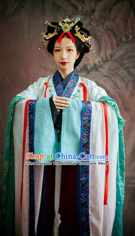 China Ancient Imperial Consort Garment Clothing Song Dynasty Court Beauty Hanfu Dress Traditional Dunhuang Murals Historical Costumes Complete Set