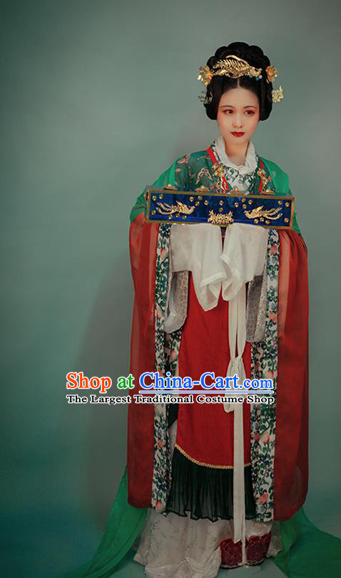 China Traditional Dunhuang Murals Historical Costumes Ancient Royal Countess Garment Clothing Song Dynasty Noble Woman Hanfu Dress