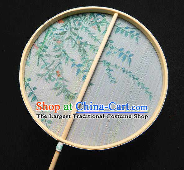 Japan Traditional Palace Fan Handmade Printing Reeds Silk Fan Geisha Performance Fan Classical Dance Circular Fan