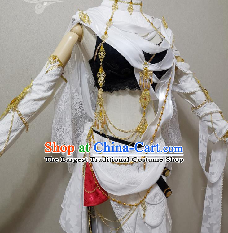 China Cosplay Fairy Garment Costumes Ancient Female Knight White Dress Outfits Traditional JX Online Swordswoman Clothing