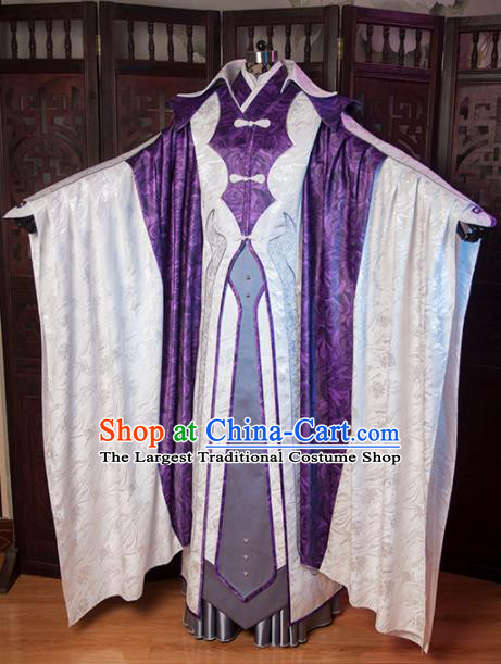 China Traditional Puppet Show Taoist Priest Uniforms Cosplay Swordsman Hanfu Clothing Ancient Chivalrous Knight Garment Costumes