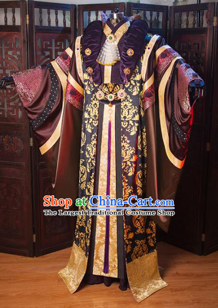 China Ancient King Garment Costumes Traditional Puppet Show Emperor Uniforms Cosplay Swordsman Hanfu Clothing