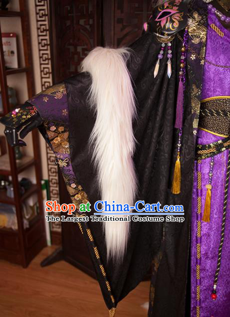 China Cosplay Swordsman Purple Hanfu Clothing Ancient King Garment Costumes Traditional Puppet Show Emperor Uniforms