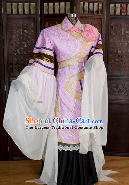 China Traditional Puppet Show Yue Yinhe Clothing Cosplay Fairy Queen Garment Costumes Ancient Empress Pink Hanfu Dress