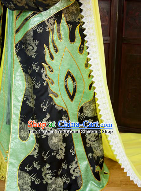 China Cosplay Swordsman Green Hanfu Clothing Ancient Emperor Garment Costumes Traditional Puppet Show King Beichen Yuanhuang Uniforms