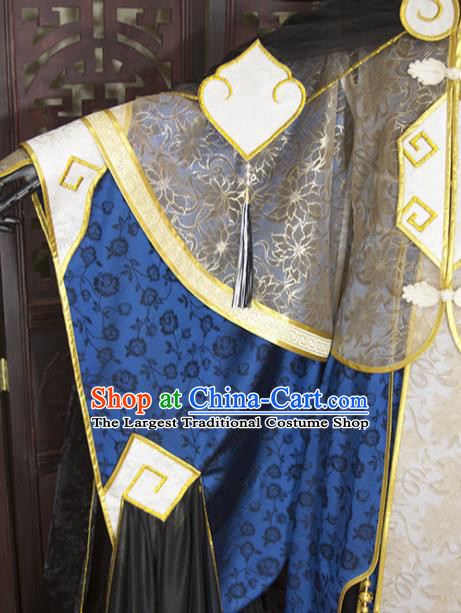 China Traditional Puppet Show Swordsman Tan Wuyu Uniforms Cosplay Royal Prince Hanfu Clothing Ancient King Garment Costumes