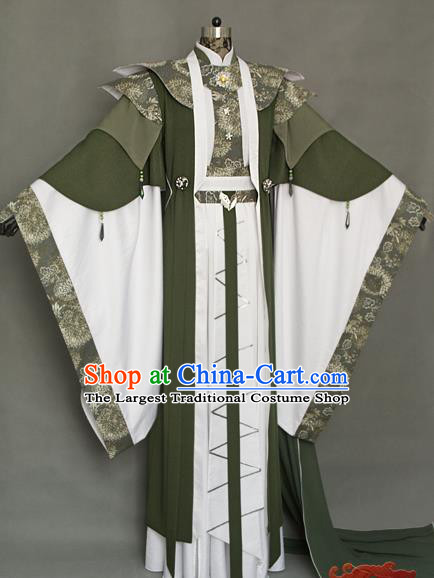China Traditional Puppet Show Swordsman Mo Cangli Uniforms Cosplay Chivalrous Knight Hanfu Clothing Ancient King Garment Costumes