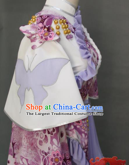 China Ancient Princess Lilac Hanfu Dress Traditional Puppet Show Swordswoman Clothing Cosplay Fairy Queen Garment Costumes