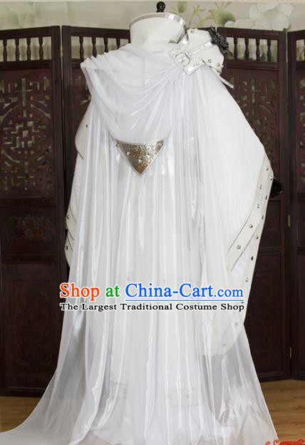 China Cosplay Royal Prince White Hanfu Clothing Ancient Chivalrous Knight Garment Costumes Traditional Puppet Show Swordsman Uniforms