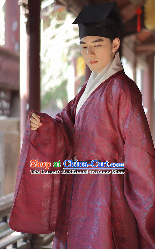 China Ancient Scholar Garment Clothing Ming Dynasty Historical Costumes Traditional Hanfu Taoist Robe Complete Set