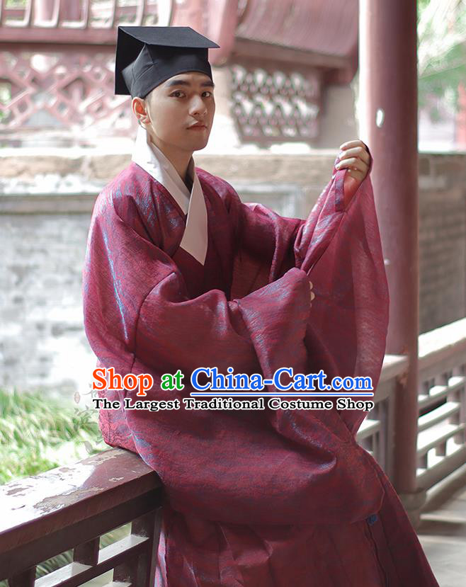 China Ancient Scholar Garment Clothing Ming Dynasty Historical Costumes Traditional Hanfu Taoist Robe Complete Set