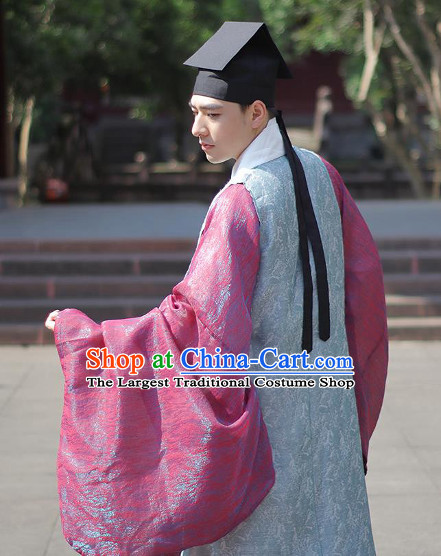 China Ancient Scholar Garment Clothing Ming Dynasty Historical Costumes Traditional Hanfu Taoist Robe Complete Set