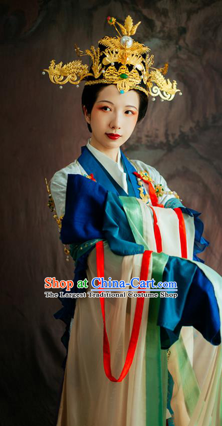 China Song Dynasty Court Woman Hanfu Dress Traditional Dunhuang Frescoes Goddess Historical Costumes Ancient Empress Garment Clothing Full Set